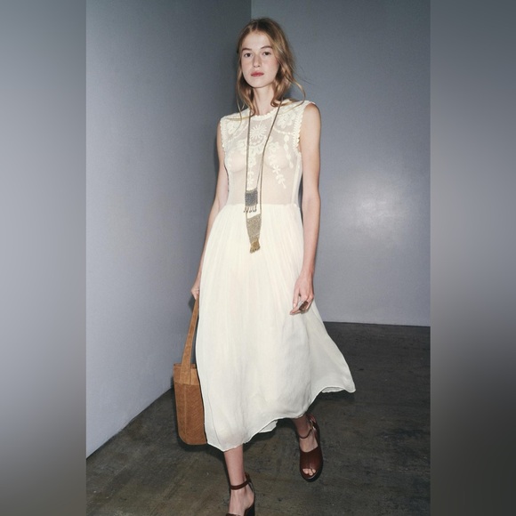 Zara Dresses & Skirts - ZARA Embroidered Crochet Combination Dress. Zw Collection